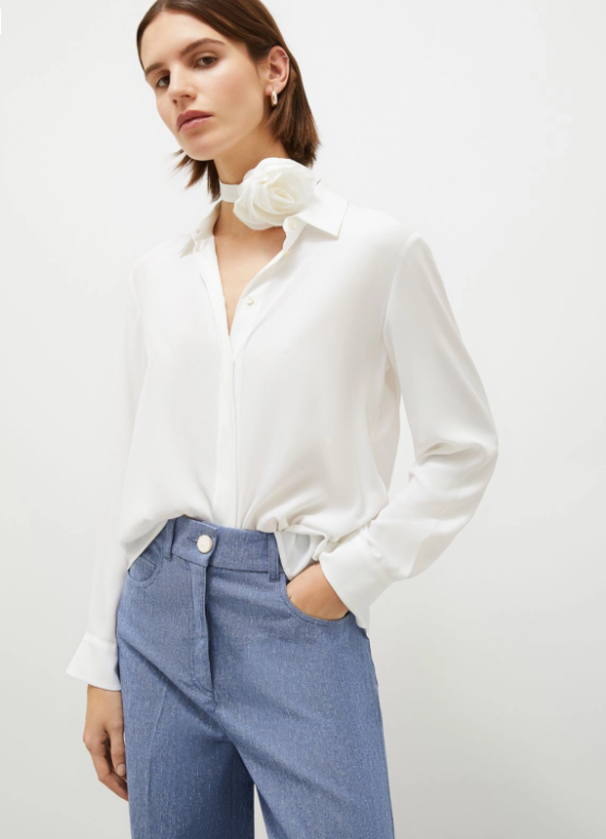 Marella Camicia in crepe con cintura a fiori