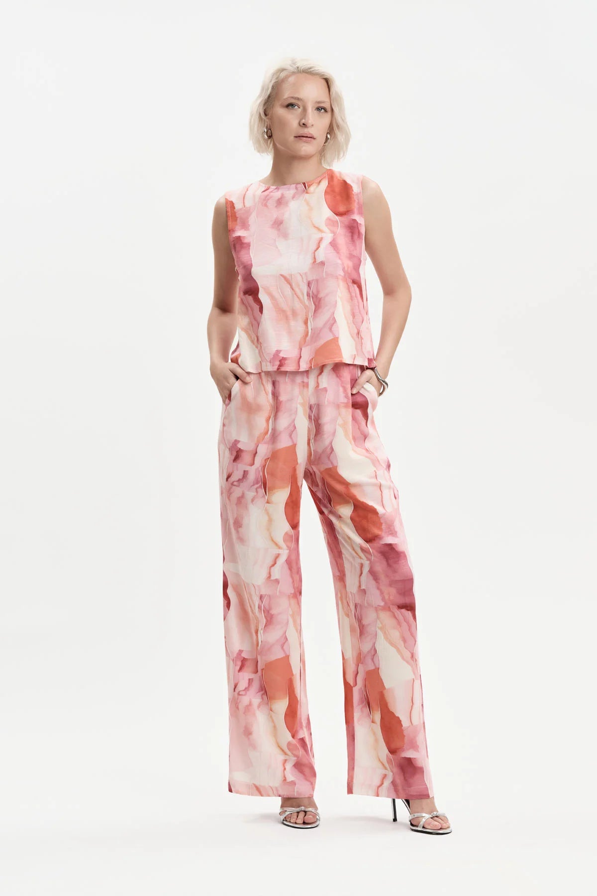 WHITE WISE PANTALONI FANTASIA VITA ELASTICIZZATA