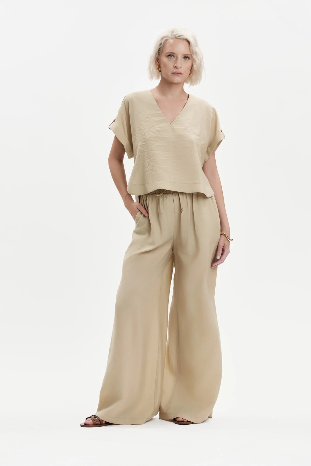 WHITE WISE CASACCA SCOLLO A V LYOCELL