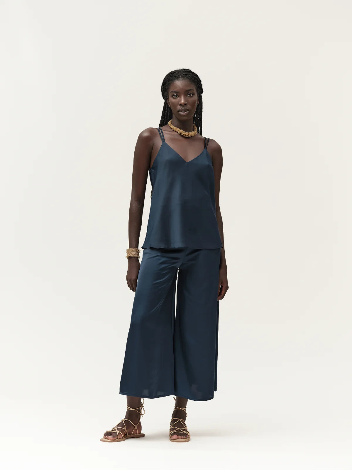 White Wise Top in raso con bretelline PE25