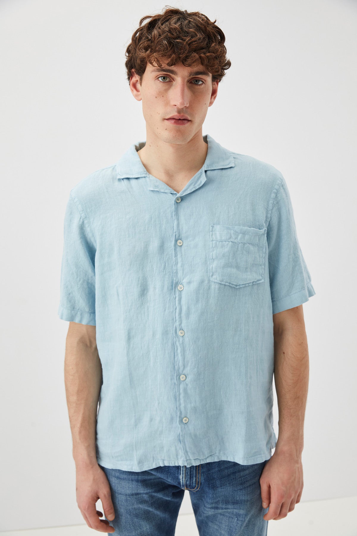 Roy Roger's Camicia bowling riviera in lino dyed