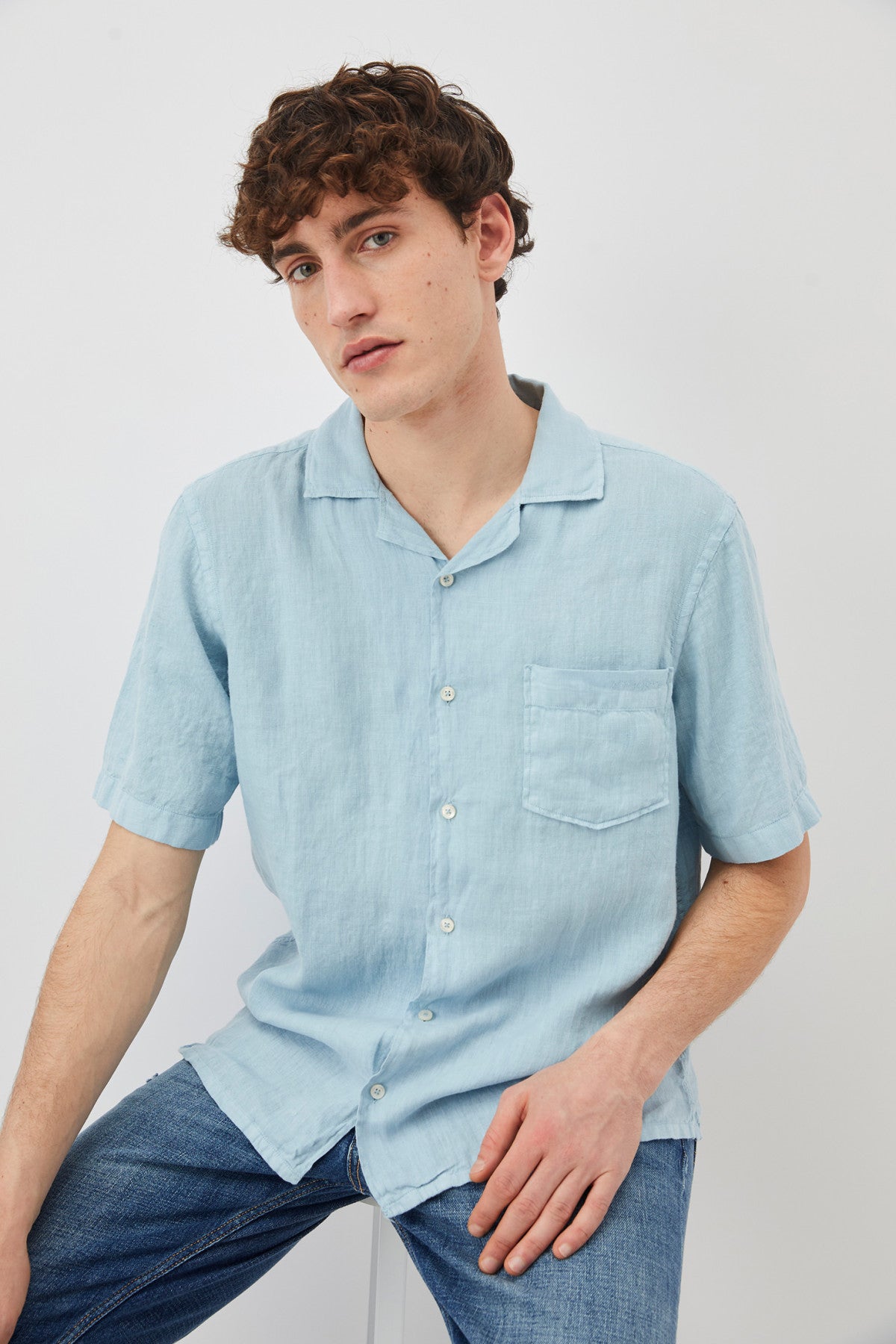 Roy Roger's Camicia bowling riviera in lino dyed