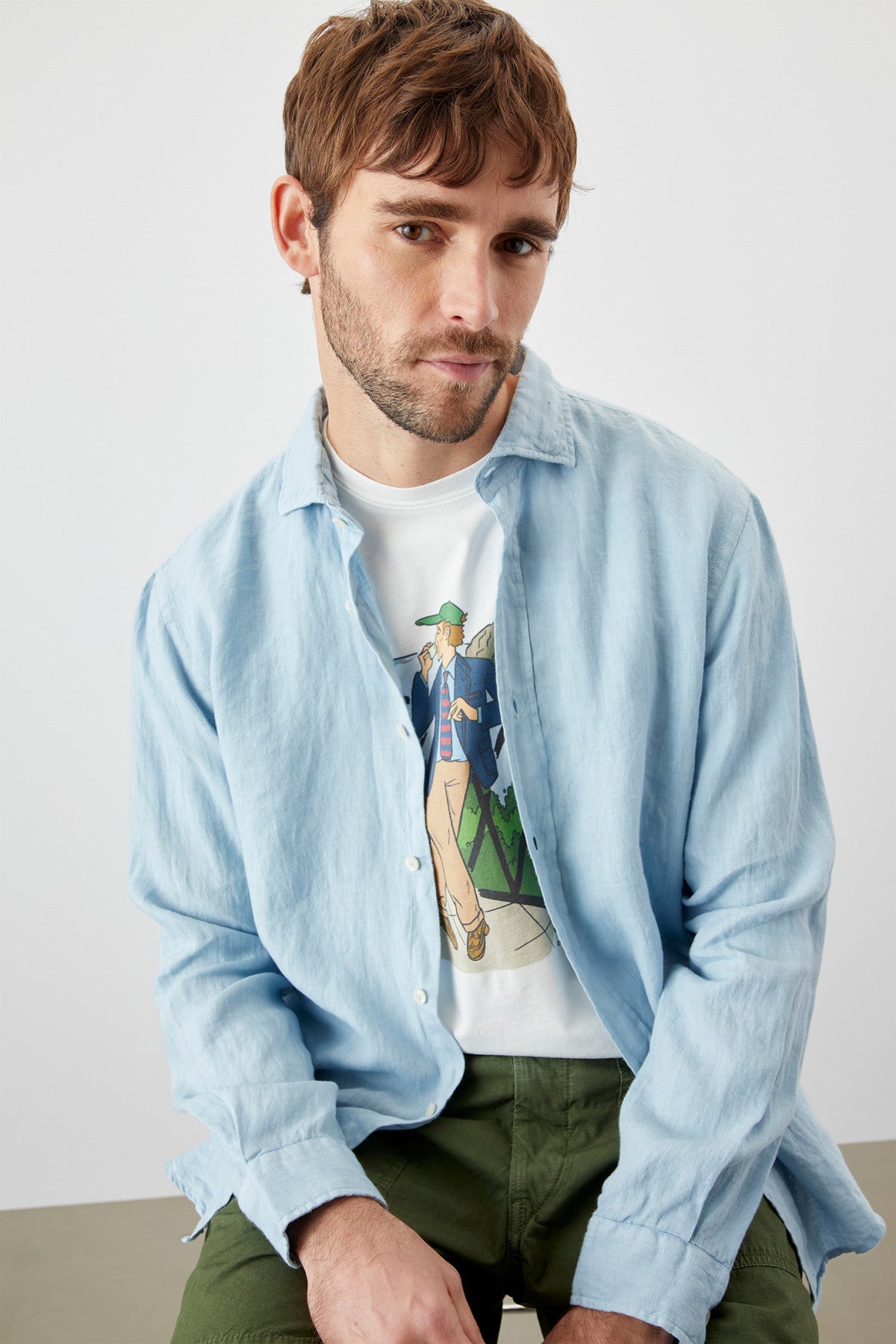 Roy Roger's Camicia Pierce riviera in lino dyed