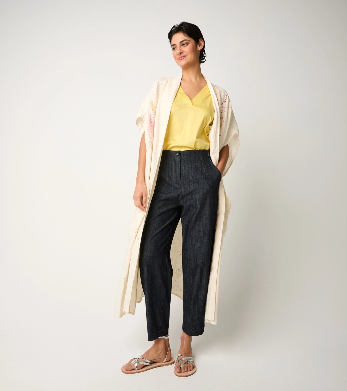 Alessia Santi - Pantaloni cropped in denim leggero unico