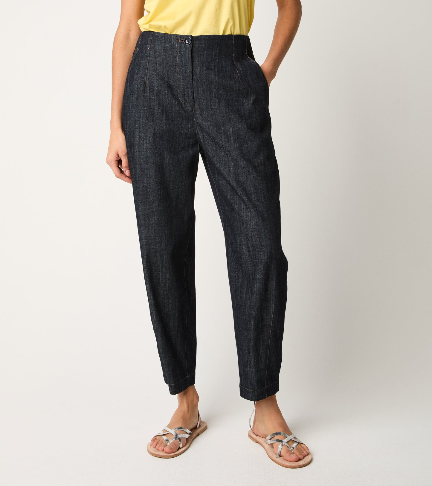 Alessia Santi - Pantaloni cropped in denim leggero unico