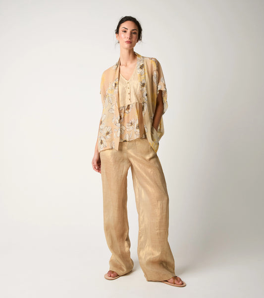 Alessia Santi - Giacca kimono con stampa floreale pesca