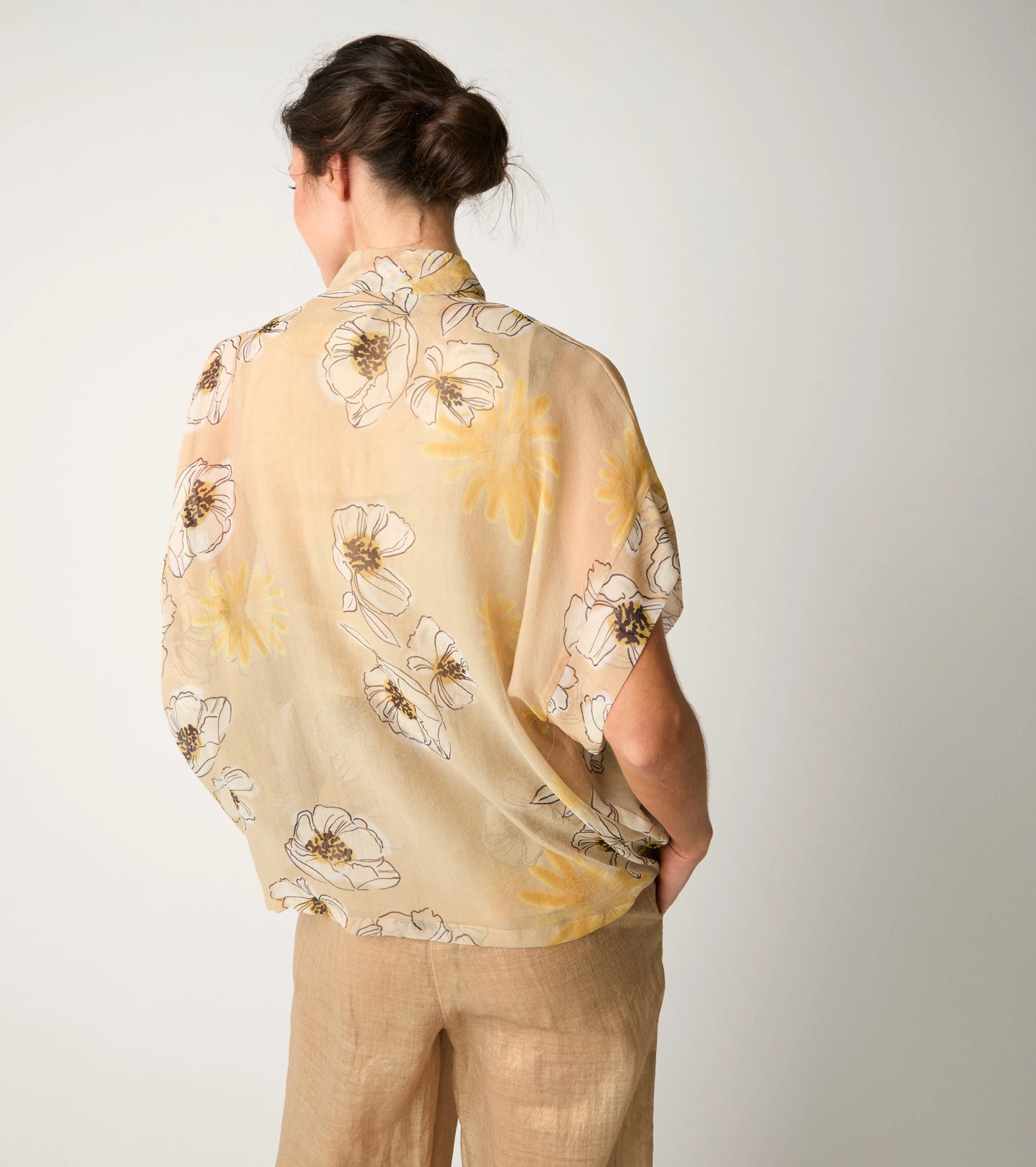 Alessia Santi - Giacca kimono con stampa floreale pesca