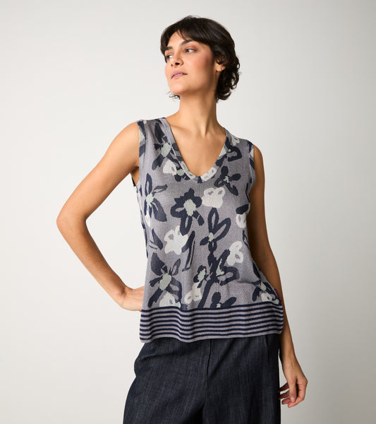 Alessia Santi - Top jacquard con scollo a V silver