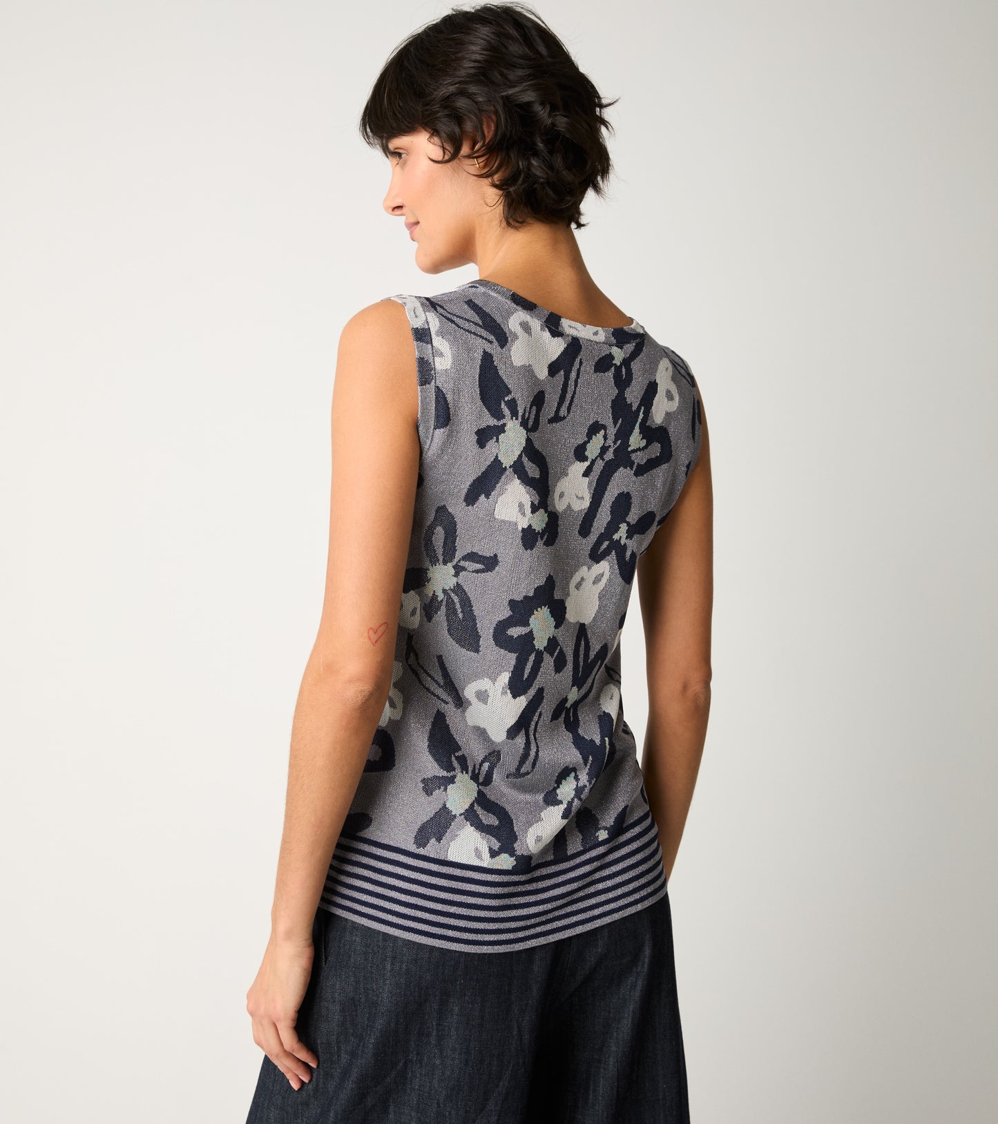 Alessia Santi - Top jacquard con scollo a V silver