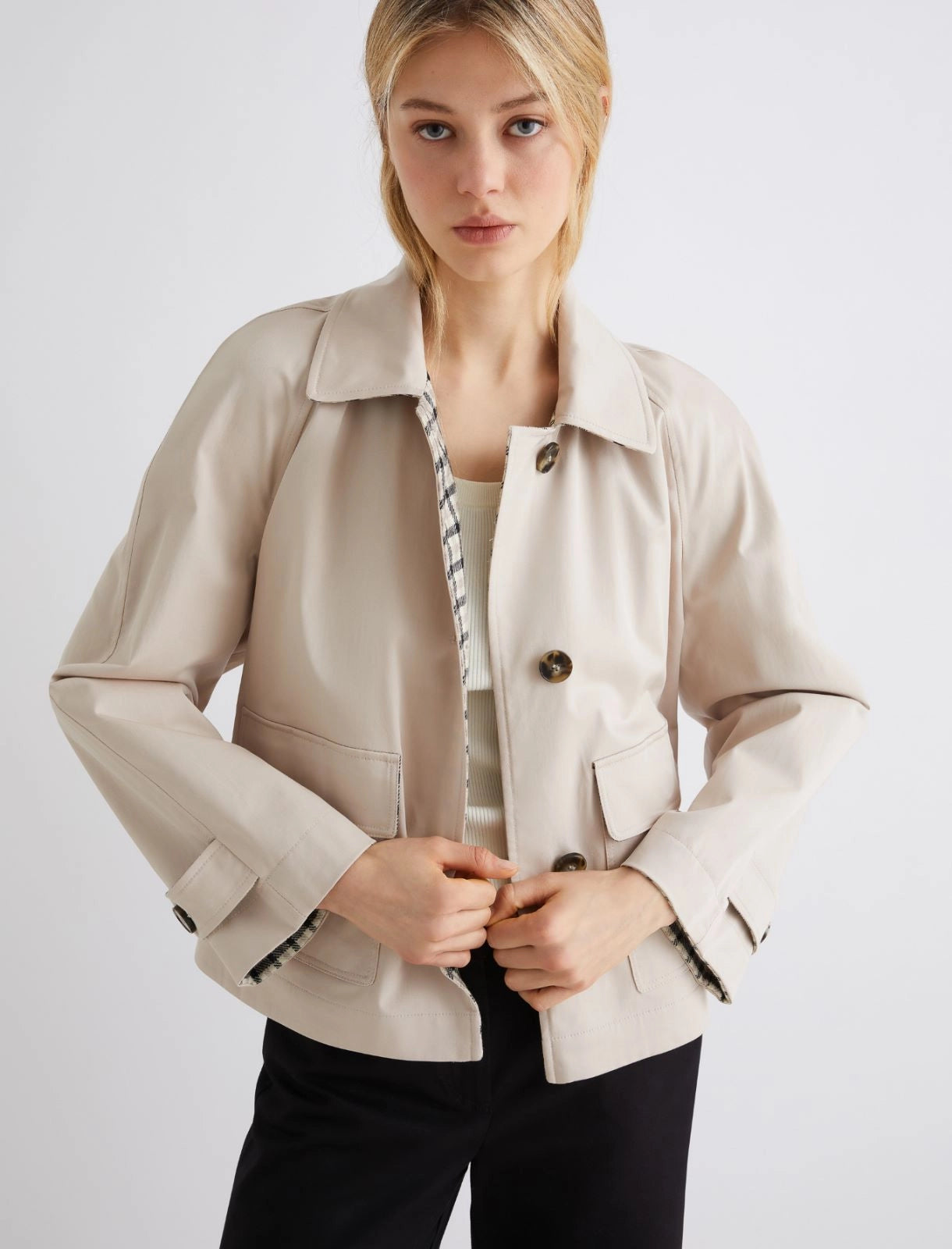 MARELLA Trench corto in gabardina stretch