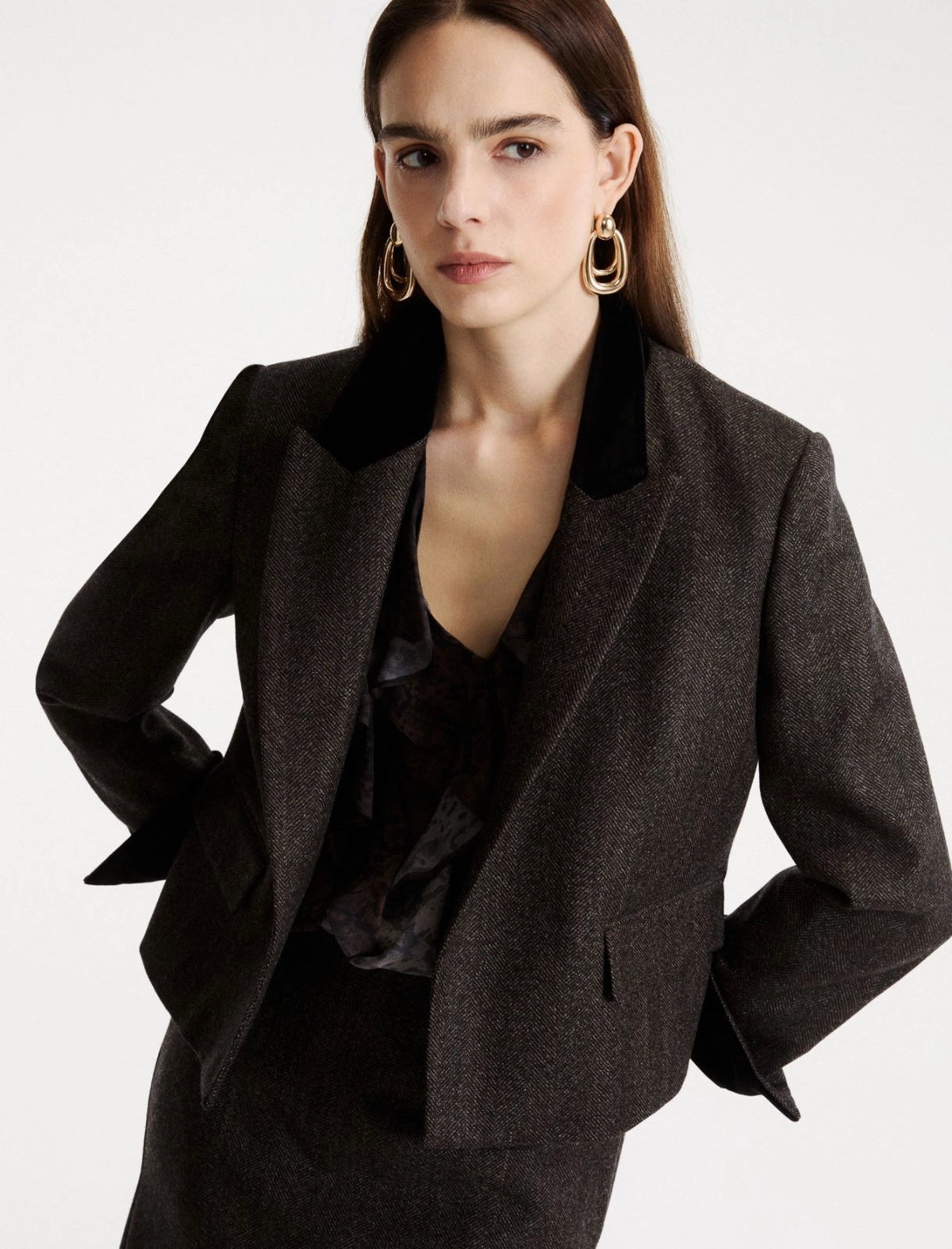 MARELLA Blazer aperto con dettagli in velluto