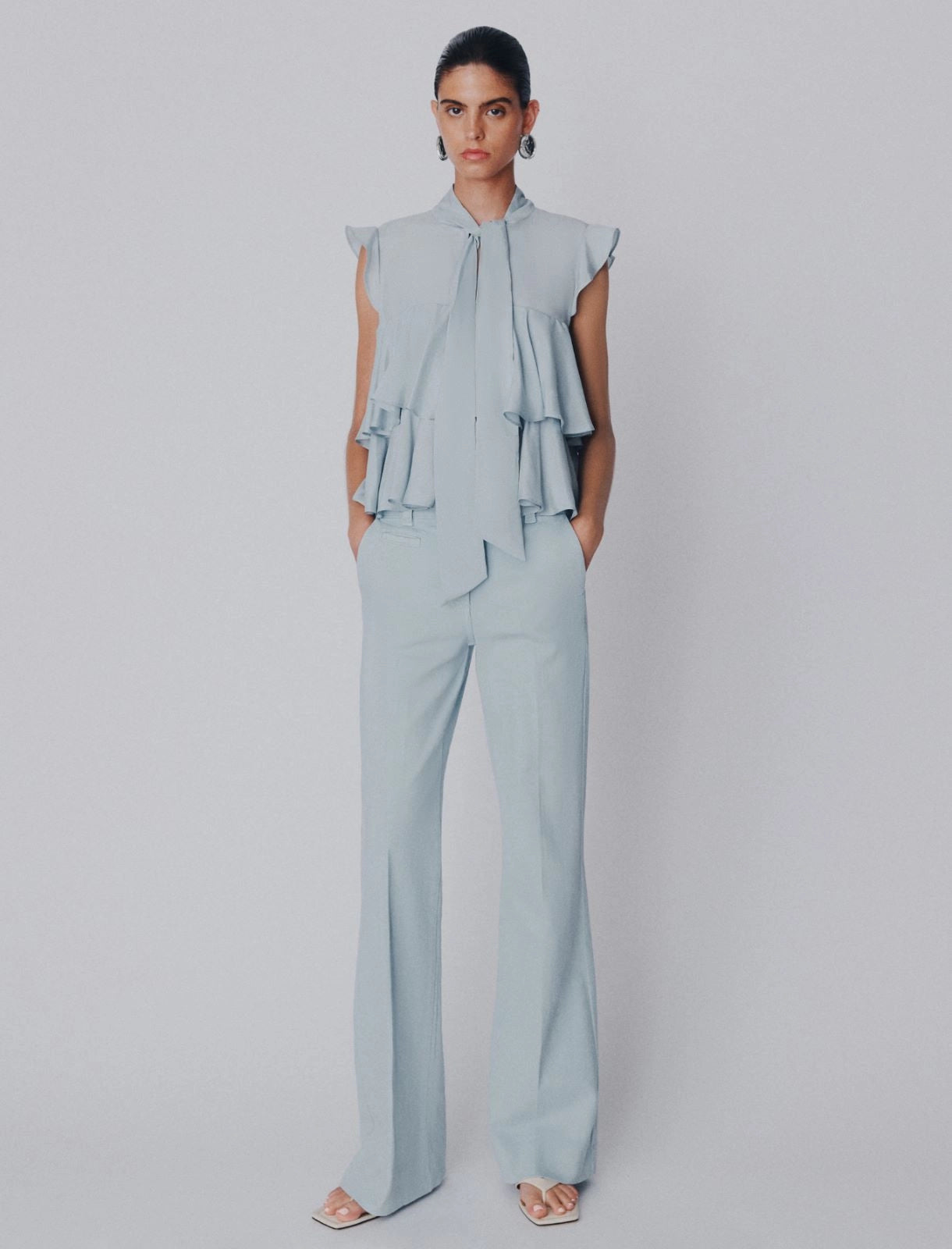 MARELLA Pantaloni wide leg in cotone stretch