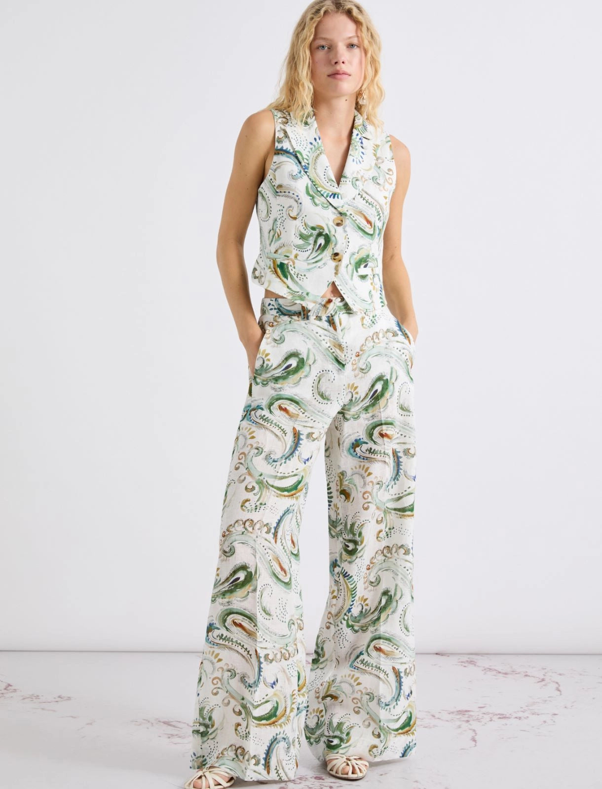 MARELLA Pantalone a palazzo in lino