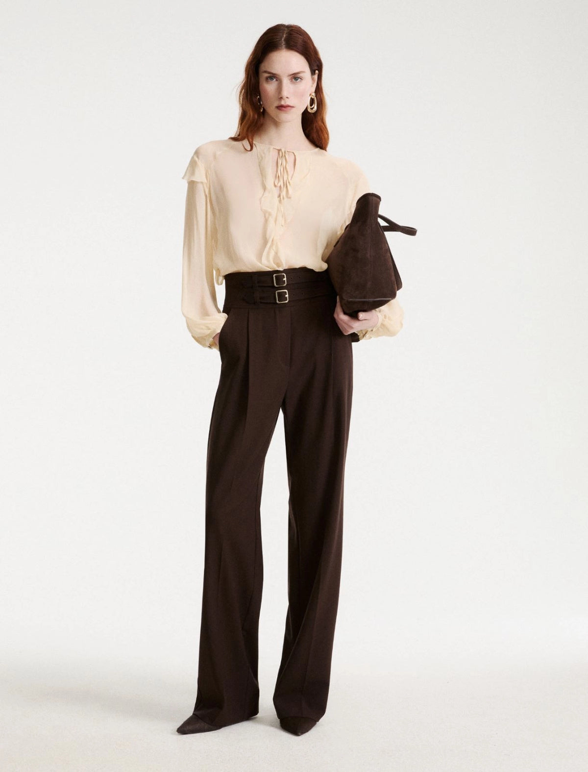 MARELLA Pantalone a vita alta con cinturini