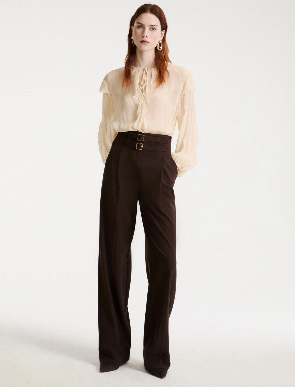 MARELLA Pantalone a vita alta con cinturini