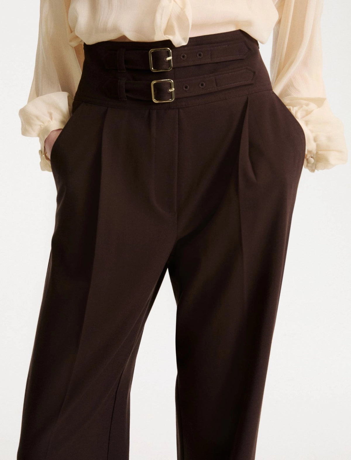 MARELLA Pantalone a vita alta con cinturini