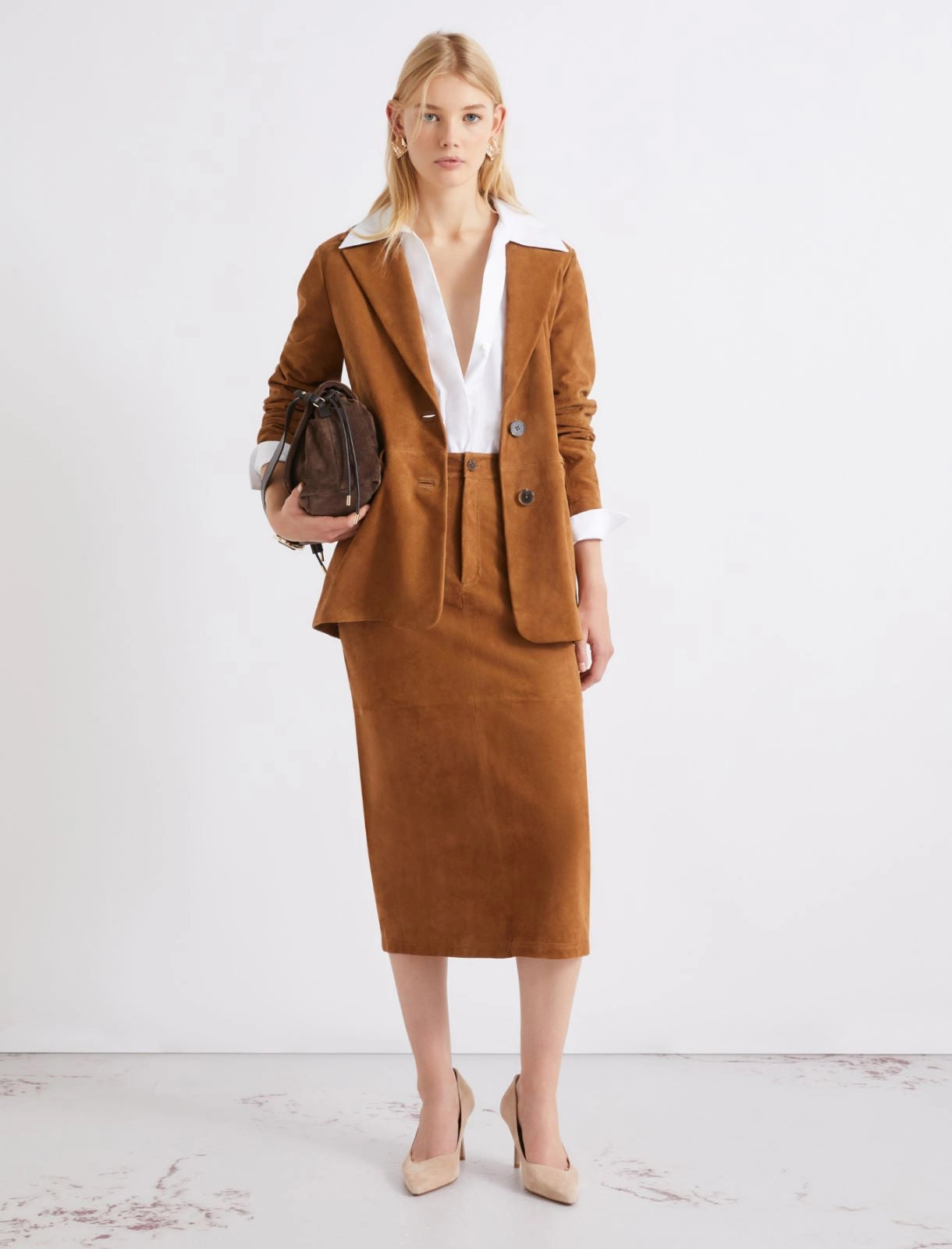 MARELLA Blazer semiaderente in camoscio