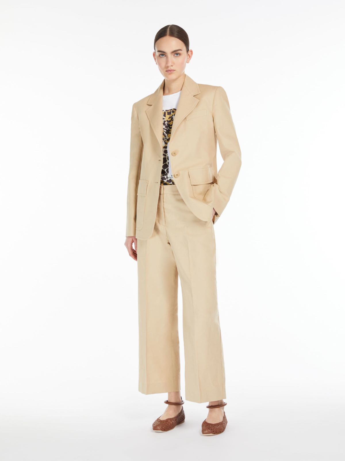 WeekEnd Max Mara pantalone largo in cotone e lino