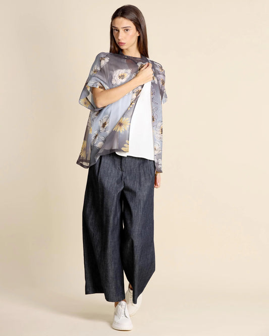 Alessia Santi - Giacca kimono con stampa floreale pesca