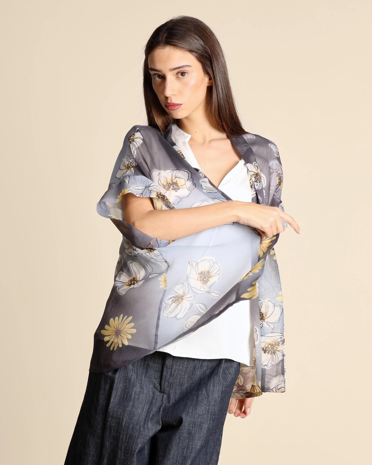 Alessia Santi - Giacca kimono con stampa floreale pesca