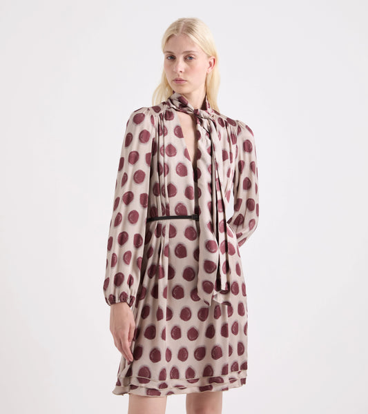 Alessia Santi - Abito con scollo a V e foulard pois bordeaux