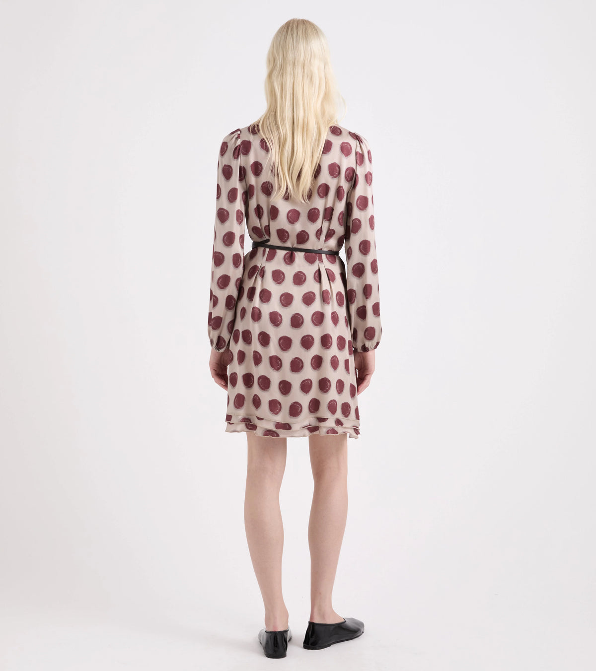 Alessia Santi - Abito con scollo a V e foulard pois bordeaux