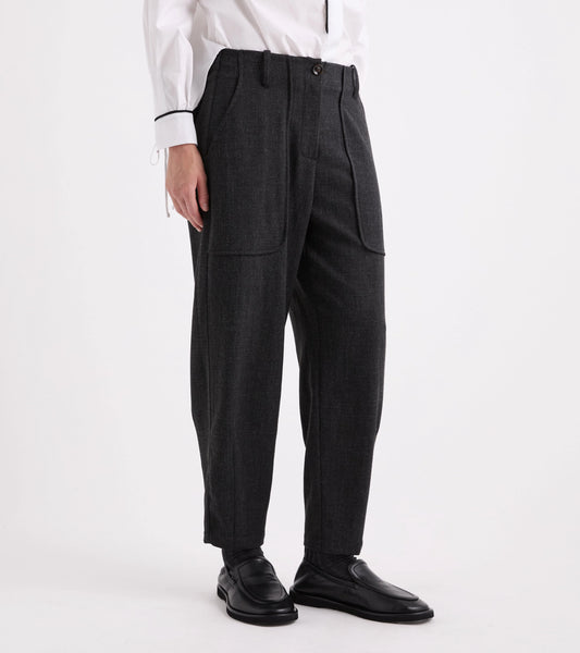 Alessia Santi - Pantaloni cropped in viscosa stretch grigio melange