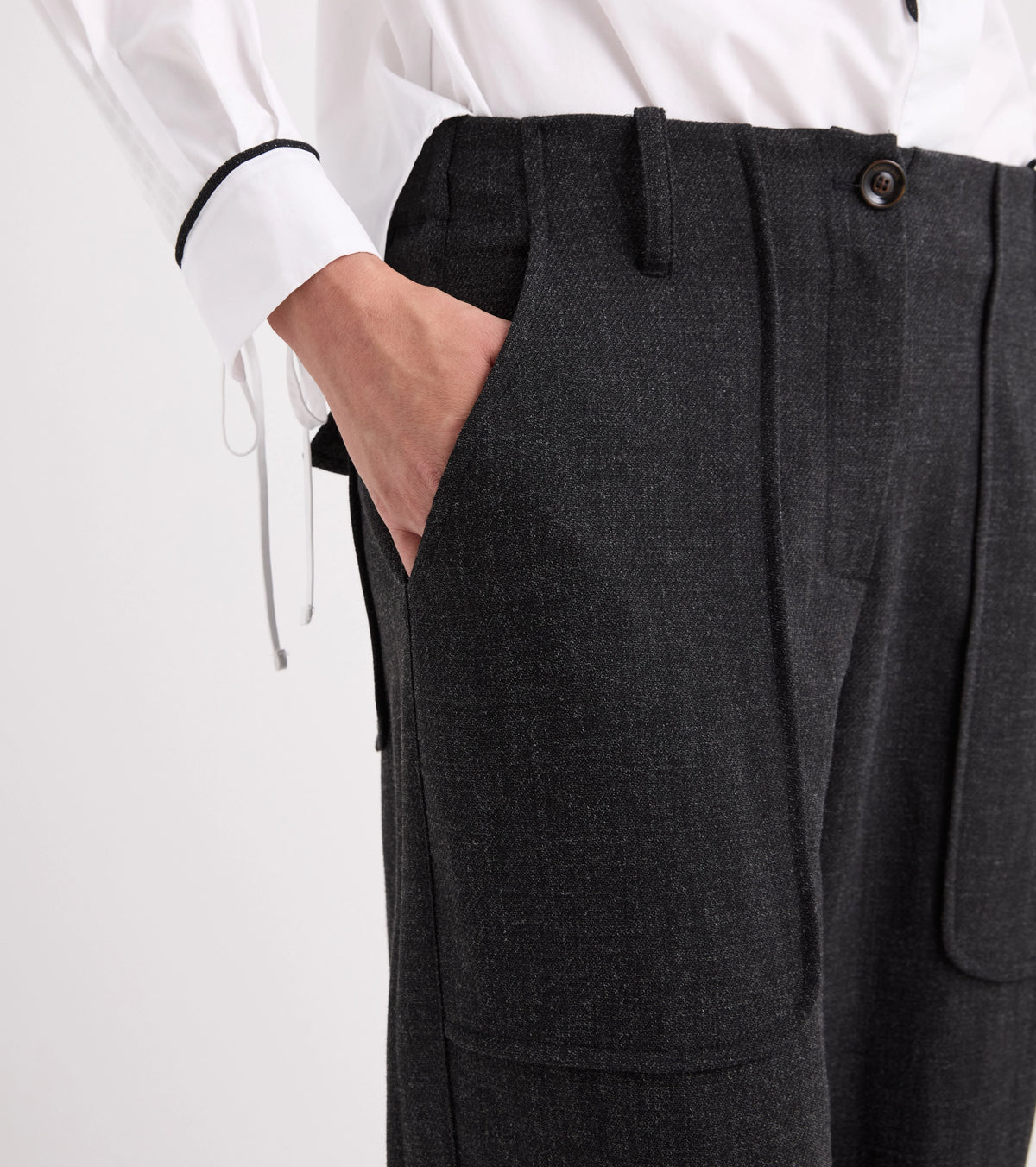 Alessia Santi - Pantaloni cropped in viscosa stretch grigio melange