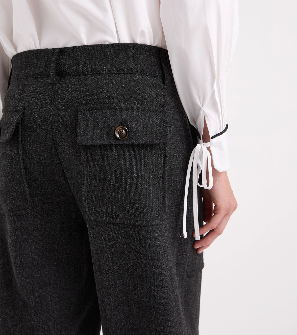 Alessia Santi - Pantaloni cropped in viscosa stretch grigio melange