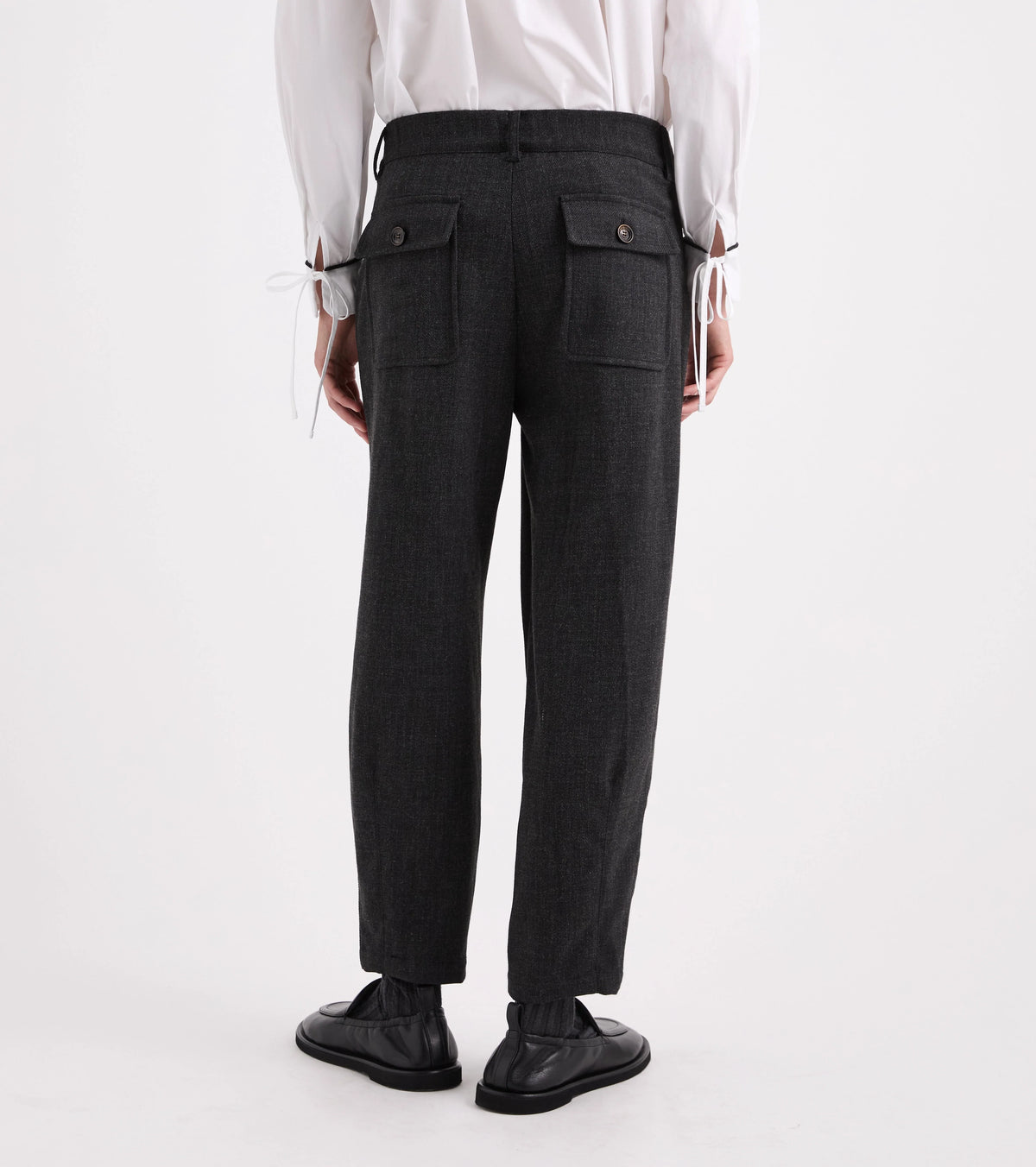 Alessia Santi - Pantaloni cropped in viscosa stretch grigio melange