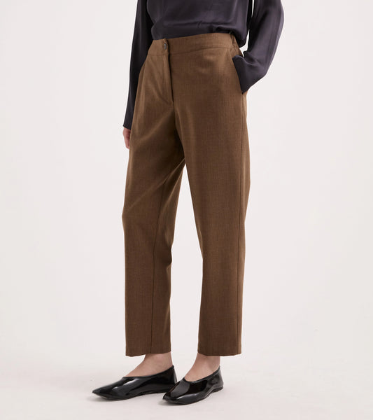 Alessia Santi - Pantaloni cropped con elastico in vita cognac
