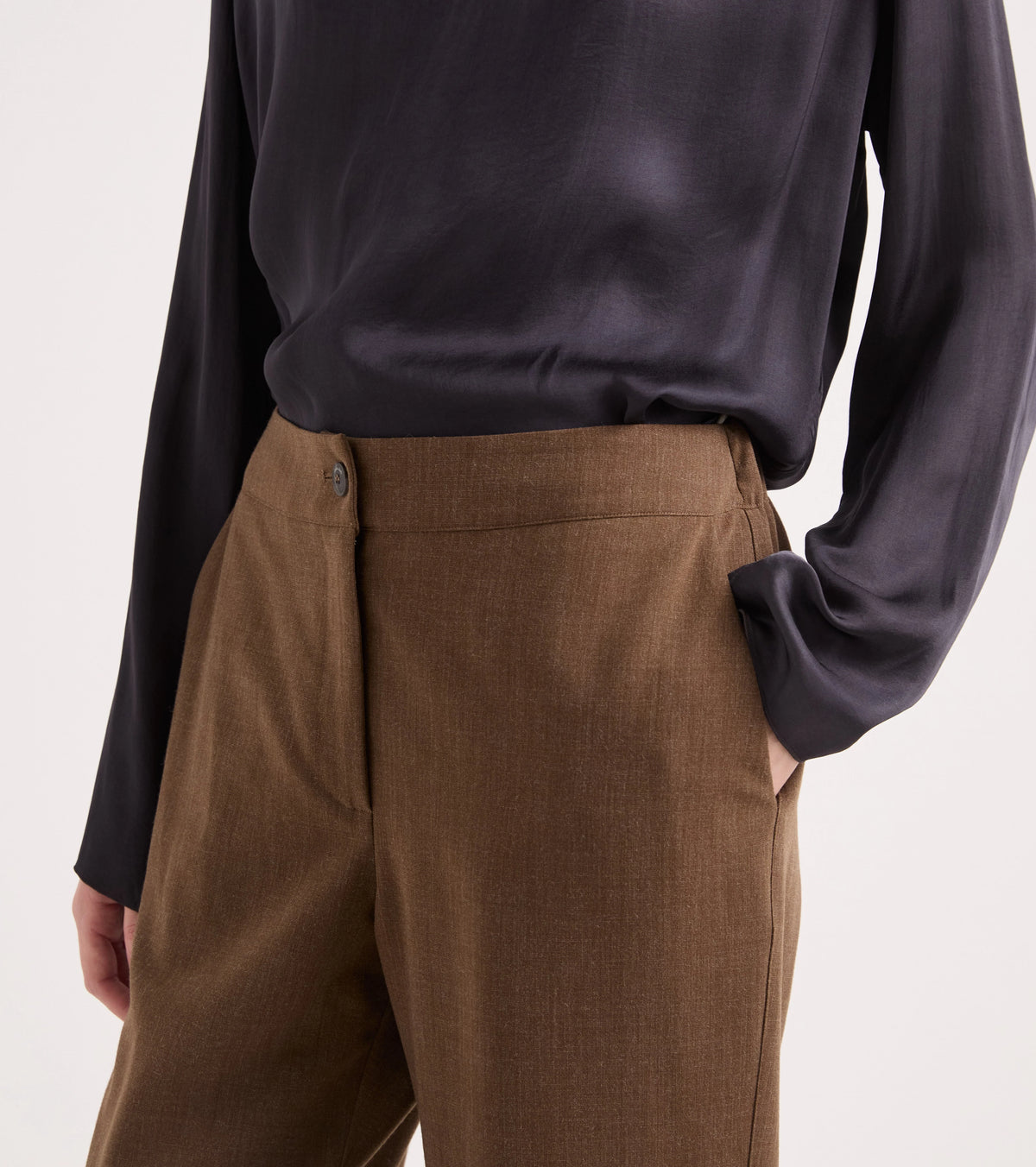 Alessia Santi - Pantaloni cropped con elastico in vita cognac
