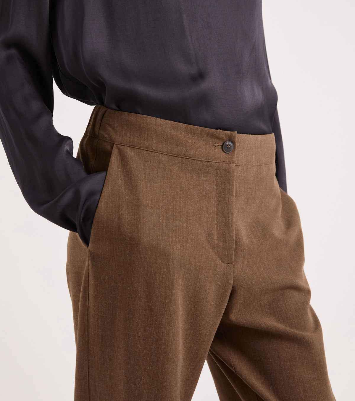 Alessia Santi - Pantaloni cropped con elastico in vita cognac