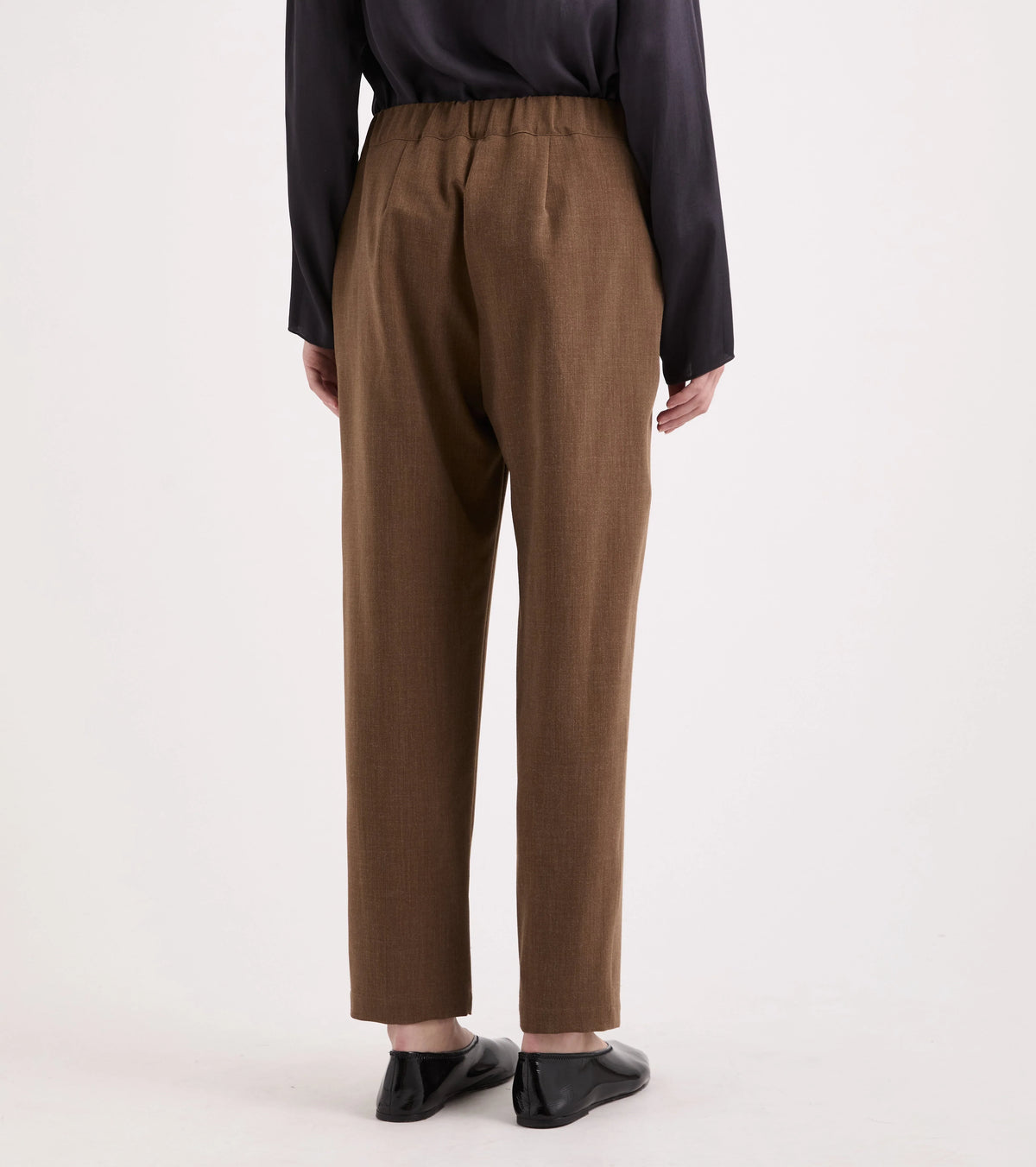 Alessia Santi - Pantaloni cropped con elastico in vita cognac