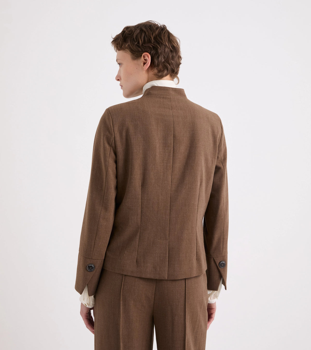 Alessia Santi - Giacca stretch con collo alla coreana cognac