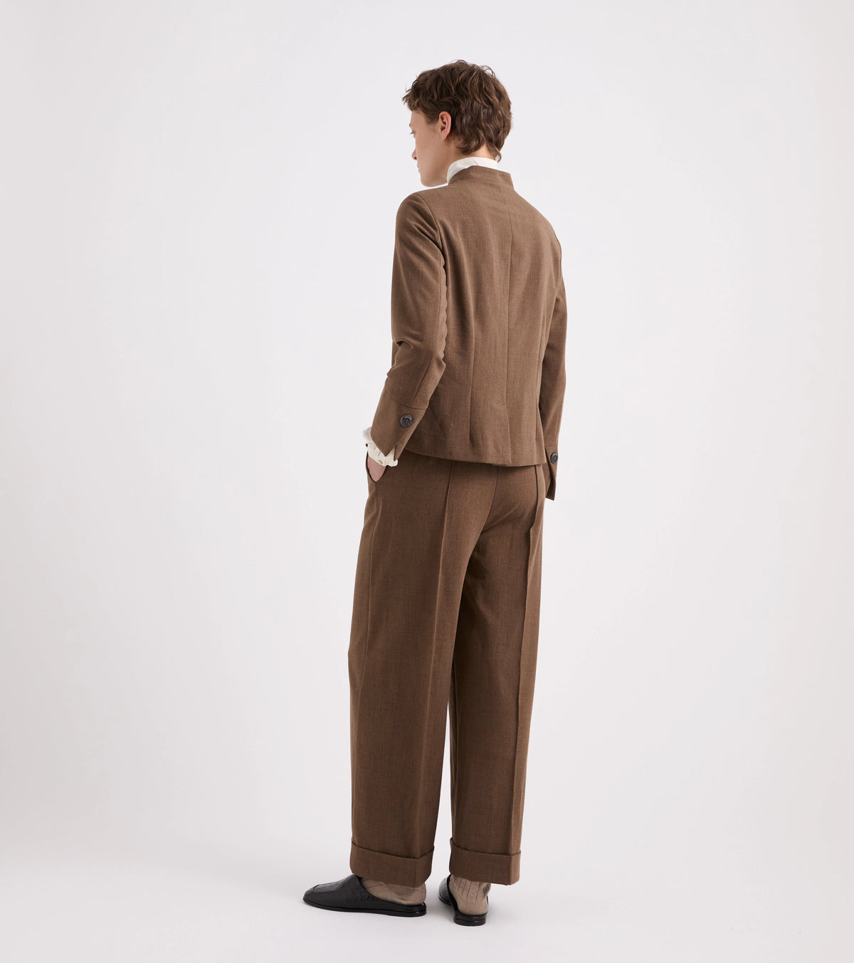 Alessia Santi - Giacca stretch con collo alla coreana cognac