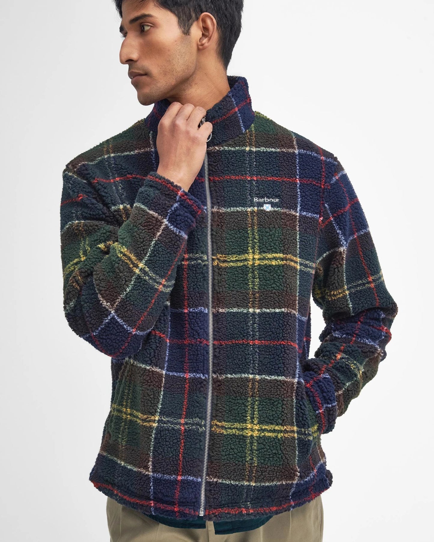 Barbour Pile Sherpa con Motivo Tartan