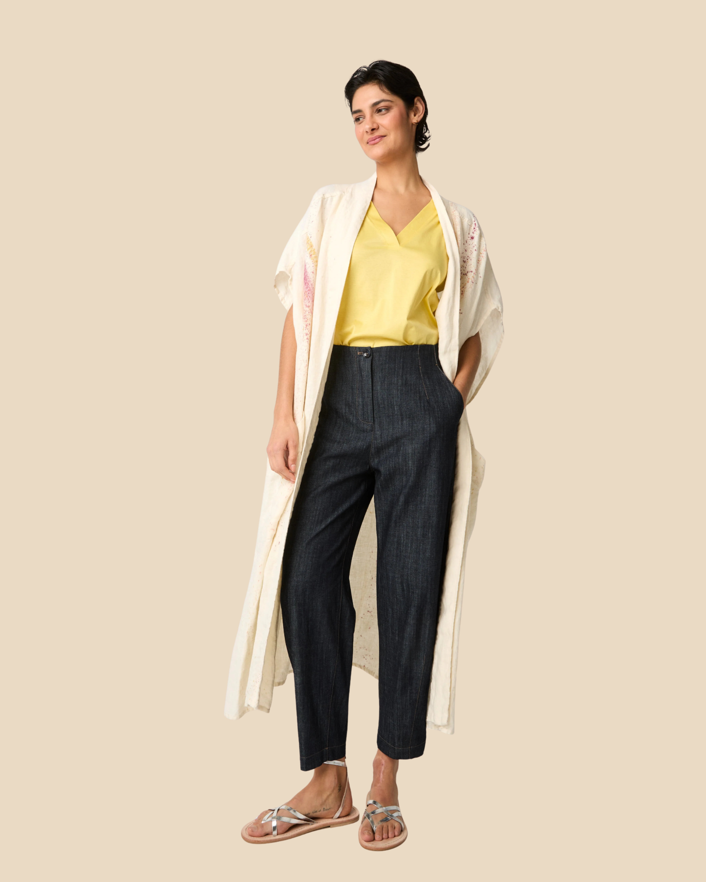 Alessia Santi - Pantaloni cropped in denim leggero unico