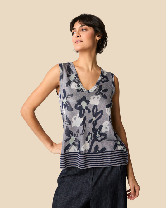 Alessia Santi - Top jacquard con scollo a V silver