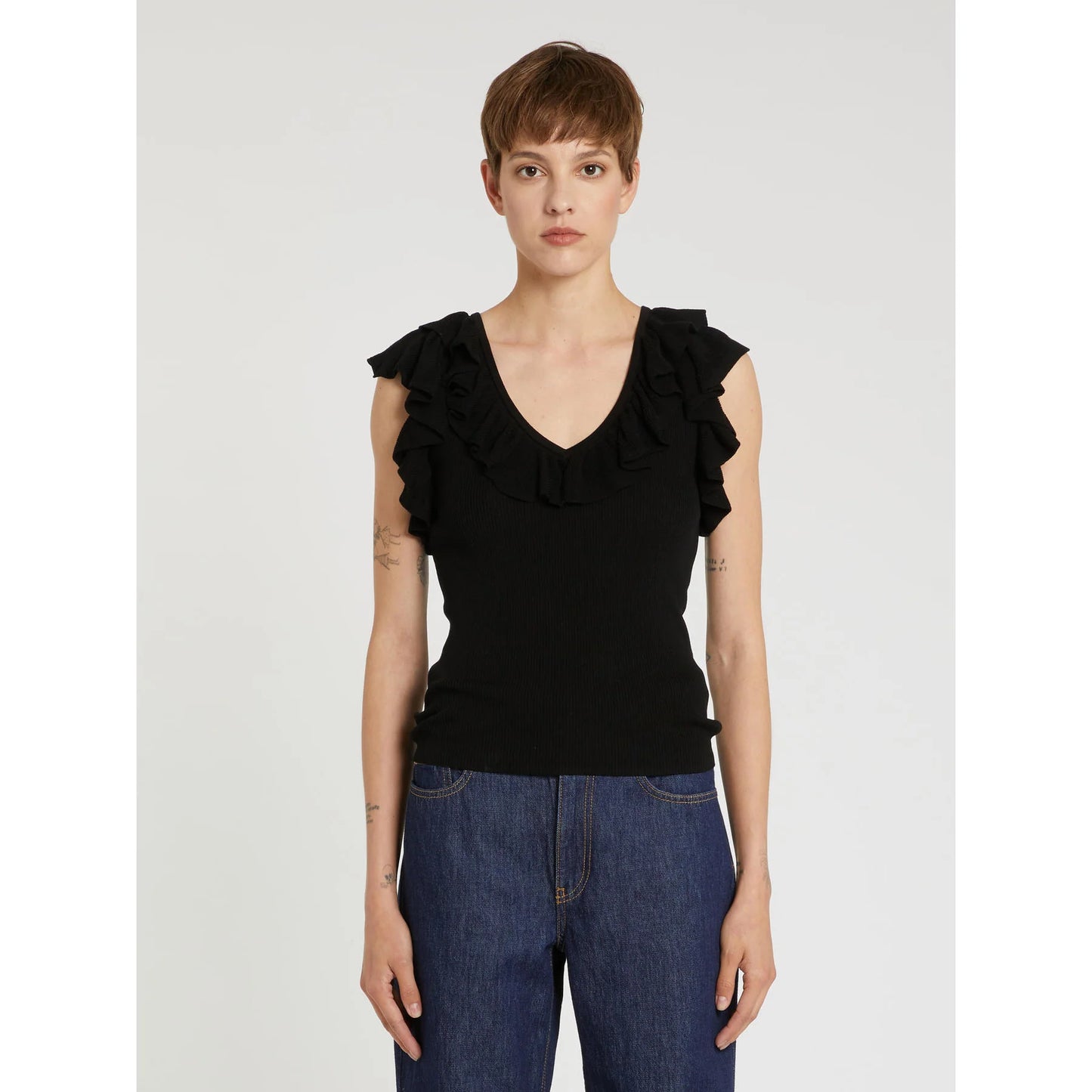 MARELLA Top a costine con volant