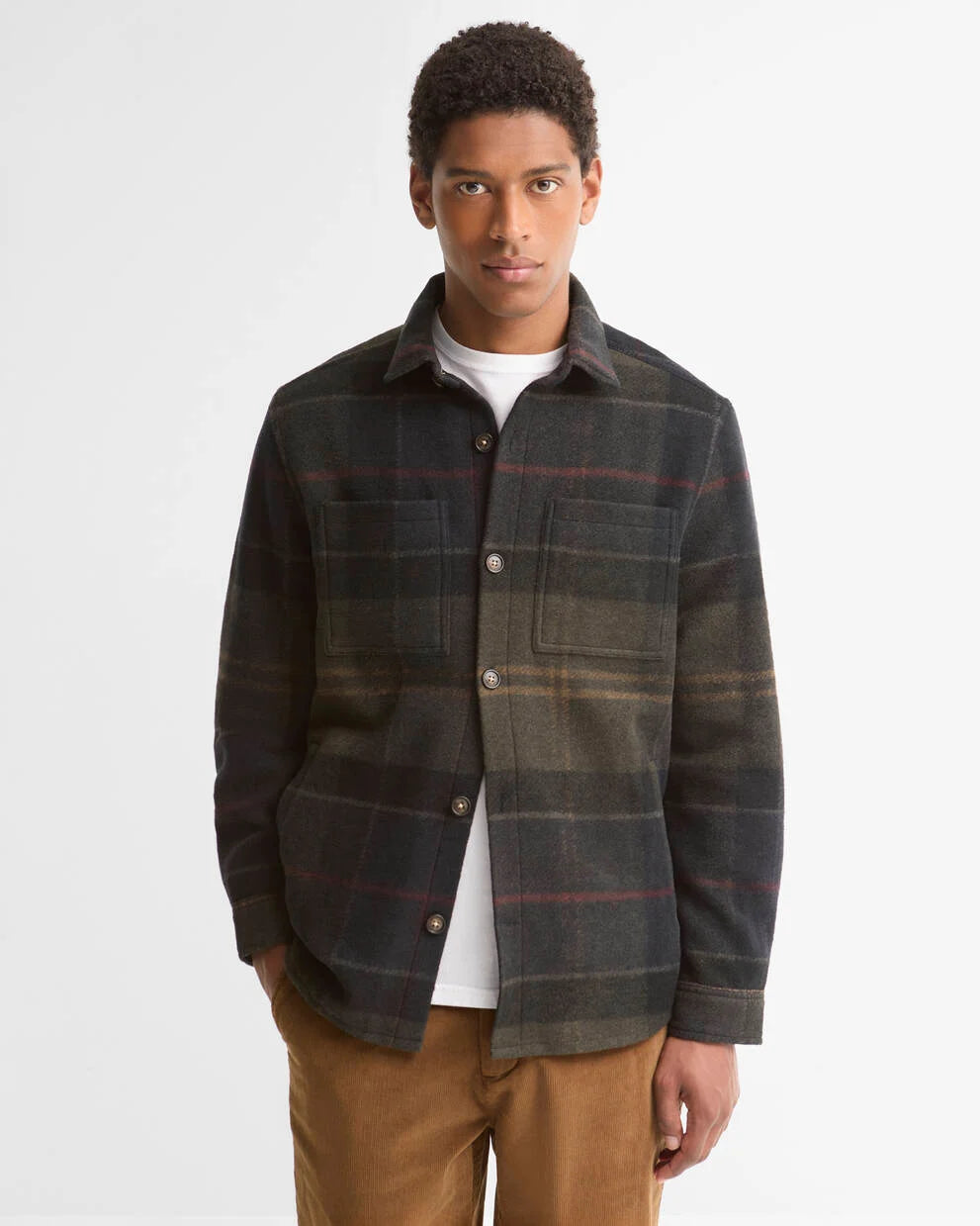 Barbour Overshirt Woodlane spazzolata con motivo a quadri