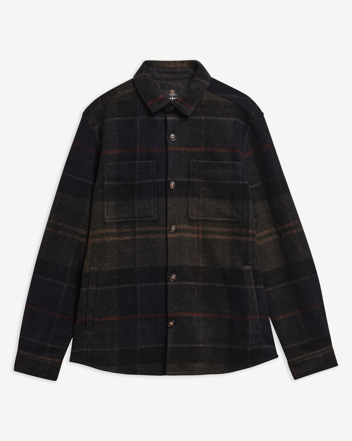 Barbour Overshirt Woodlane spazzolata con motivo a quadri