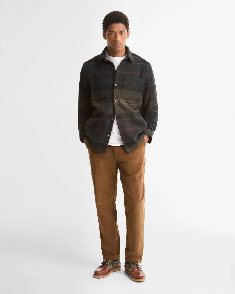 Barbour Overshirt Woodlane spazzolata con motivo a quadri
