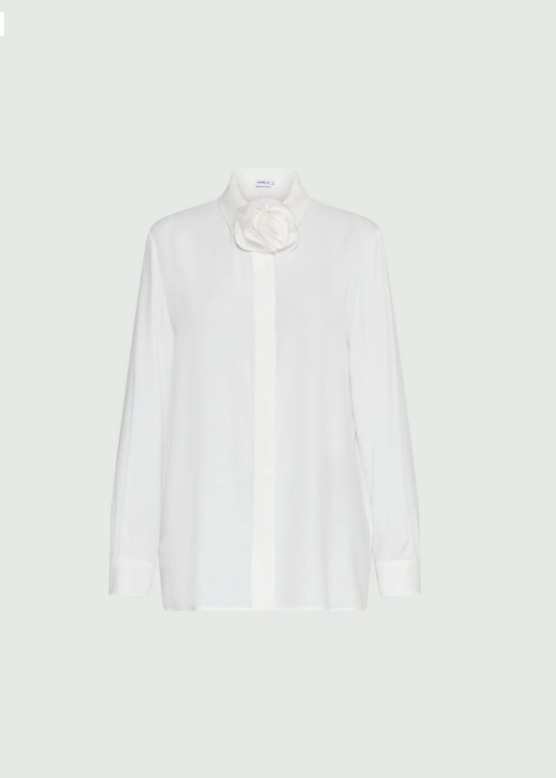 Marella Camicia in crepe con cintura a fiori 