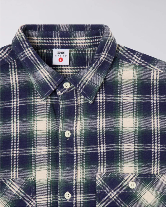 Work Shirt Ls Japan navy green