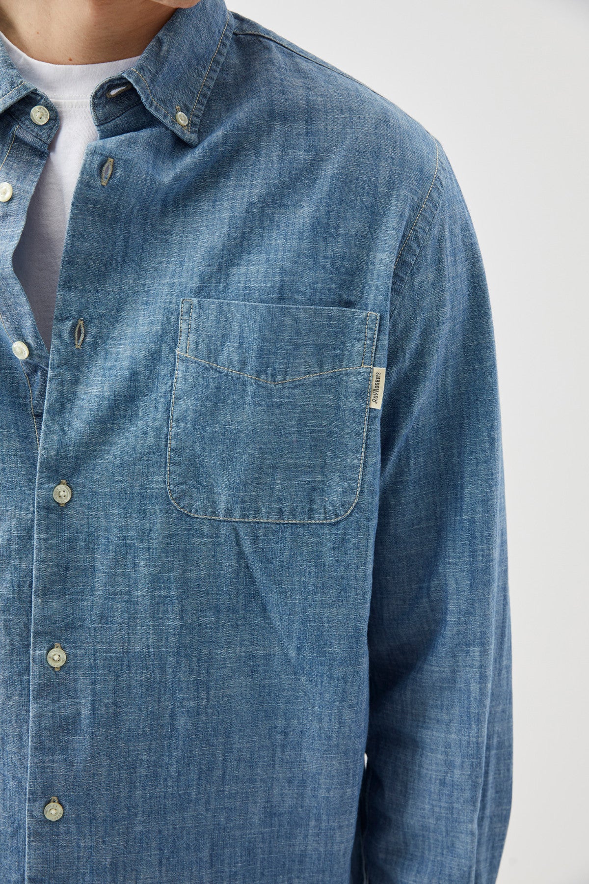 Roy Roger's Camicia Chambray Light bleach 3