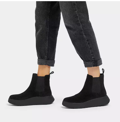 Fitflop F-MODE Stivaletti Chelsea 'Flatform' in Pelle Scamosciata