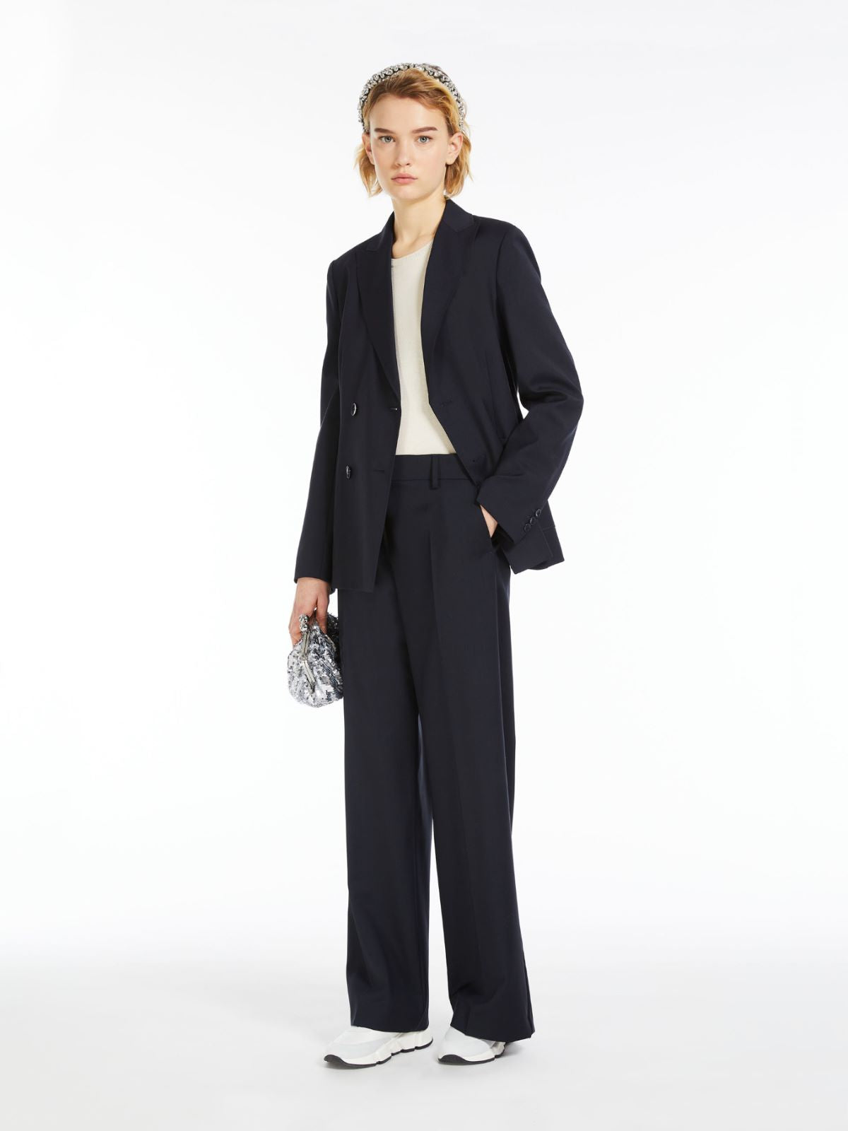 WeekEnd Max Mara pantalone palazzo in tela di lana