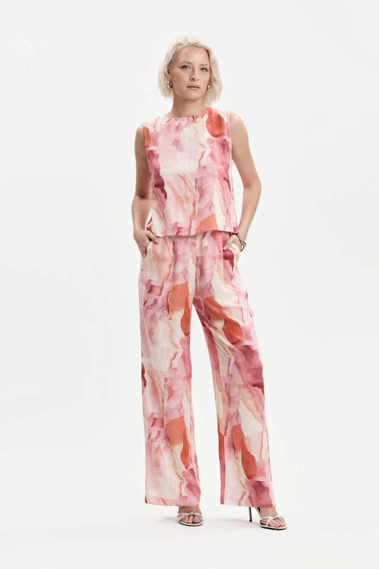 WHITE WISE PANTALONI FANTASIA VITA ELASTICIZZATA