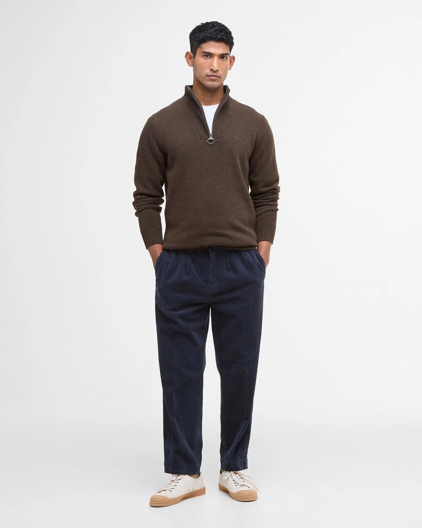 Barbour Maglione con Mezza Zip in Lana d’Agnello Essential